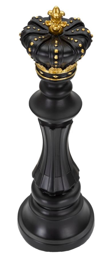 Re da Scacchi 13x40,5x13 cm in Poliresina Nero/Oro