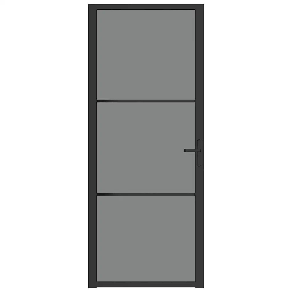 Porta Interna 83x201,5 cm Nero Opaco Vetro ESG e Alluminio cod mxl 67036