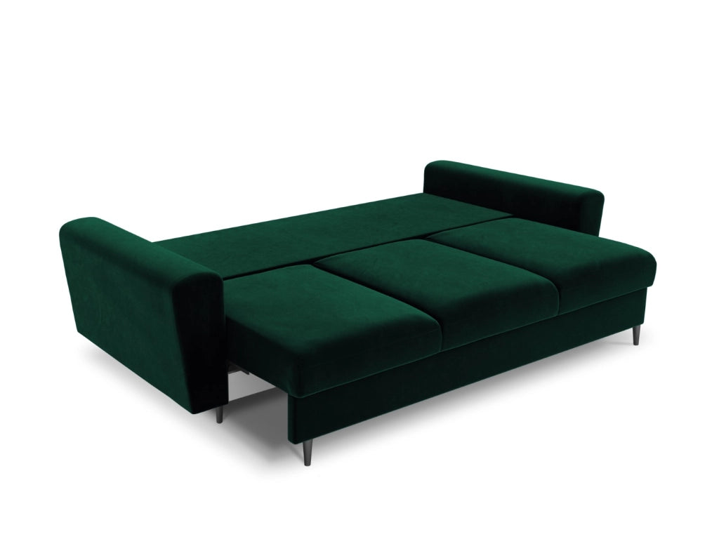 Cosmopolitan Design - Divano convertibile con contenitore "Kyoto" 3 posti in velluto verde bottiglia 