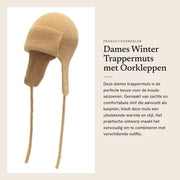 Cappello da Pilot per Donna - Trapper - Cappello di Lana - Cappello da Sci - Color Cuoio - Tela Soffice come Kasjmier - Altezza del Cappello 55-58 cm - Cappello Invernale