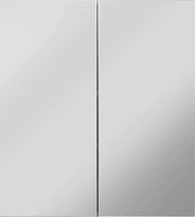 Specchio per bagno - Unità di riflessione - Organizzatore per saponi - Organizzatore per la parete - Maniglione per bagno - Pannello riflettente - Supporto per la toilette - Bianco liscio/Argento scuro - 60 x 67 x 18 cm