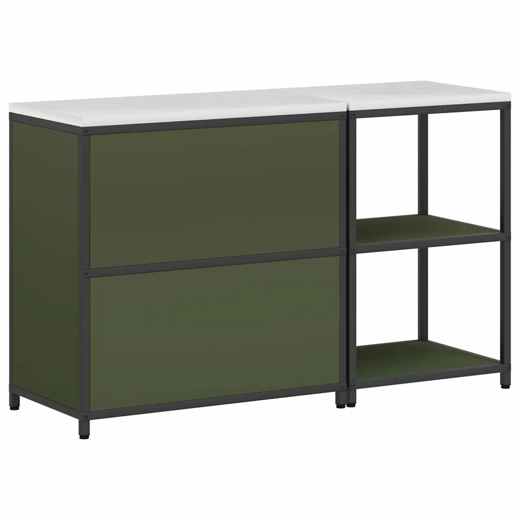 vidaXL Set di Stoccaggio per Cucina 2 pcs Verde oliva 150 x 50 x 92 cm
