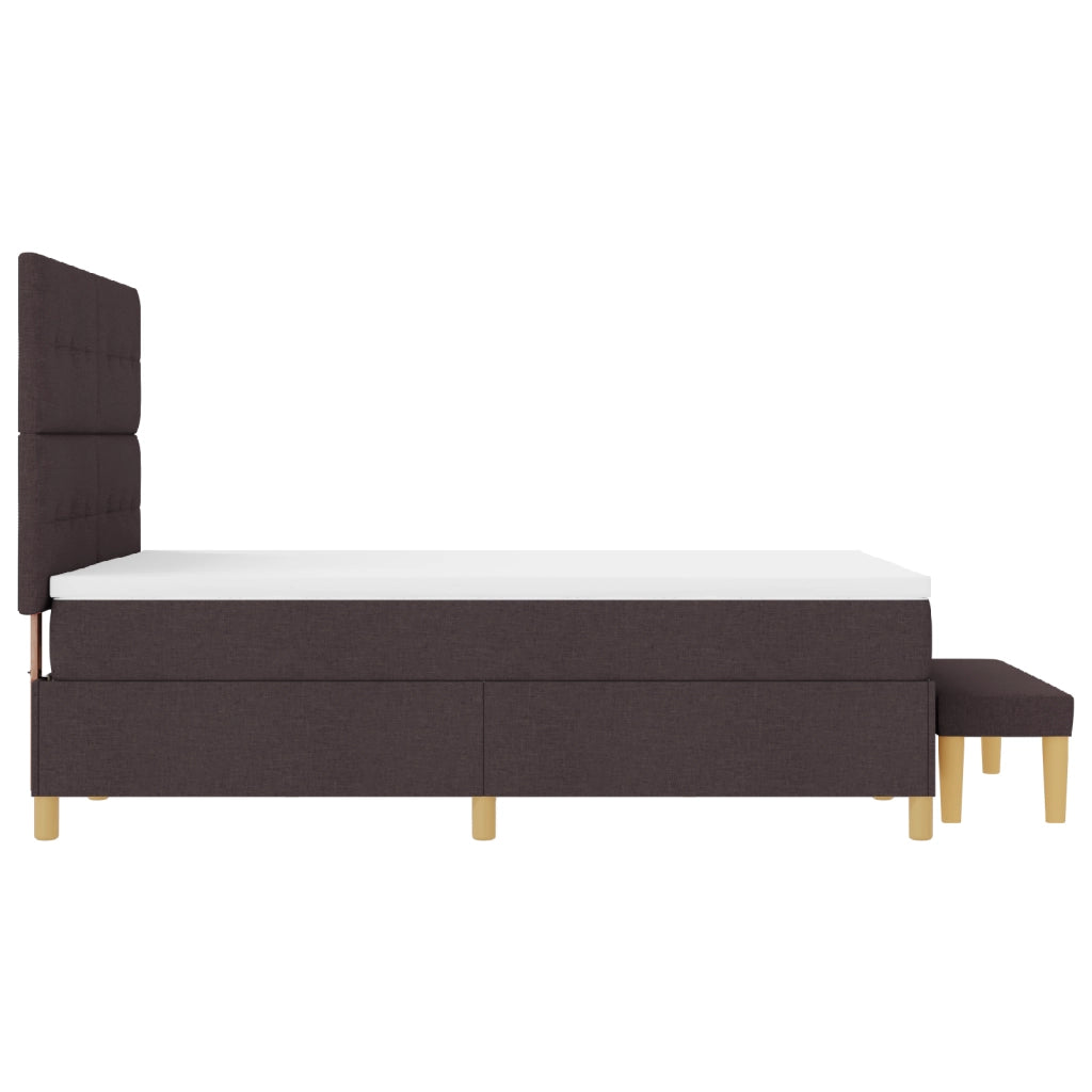 Letto con rete a doghe, Materasso e Panchina Marrone Scuro 140x200 cm Tessuto