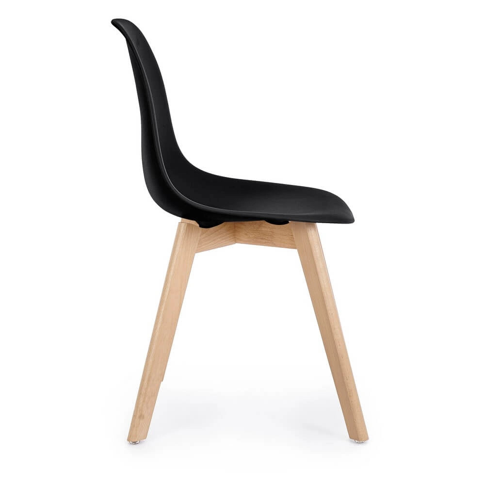 Set di 4 Sedie in Plastica con Gambe in Legno di Faggio Stile Nordico - JASMINE