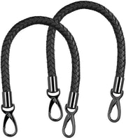 Cinturone a spalla 2 pezzi - PU - chiusura a carabina - maniglie - colore nero - lunghezza 40 cm, larghezza 1,2 cm