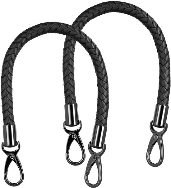 Cinturone a spalla 2 pezzi - PU - chiusura a carabina - maniglie - colore nero - lunghezza 40 cm, larghezza 1,2 cm