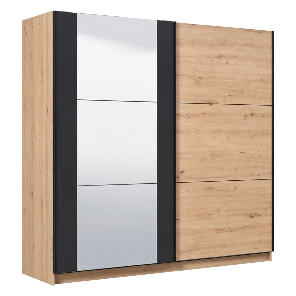 Armadio Camera da Letto Gandino, Guardaroba Grande Appendiabiti, 217x210h cm Marrone Rovere Nodi