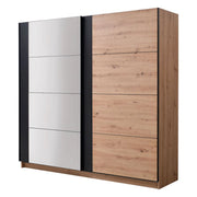 Armadio Camera da Letto Gandino, Guardaroba Grande Appendiabiti, 217x210h cm Marrone Rovere Nodi