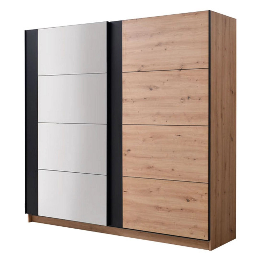 Armadio Camera da Letto Gandino, Guardaroba Grande Appendiabiti, 217x210h cm Marrone Rovere Nodi