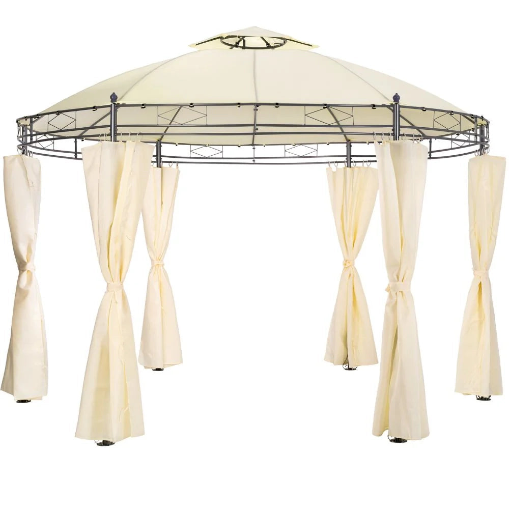 Gazebo/capanno da giardino diametro 3,5 m colore crema 2208175