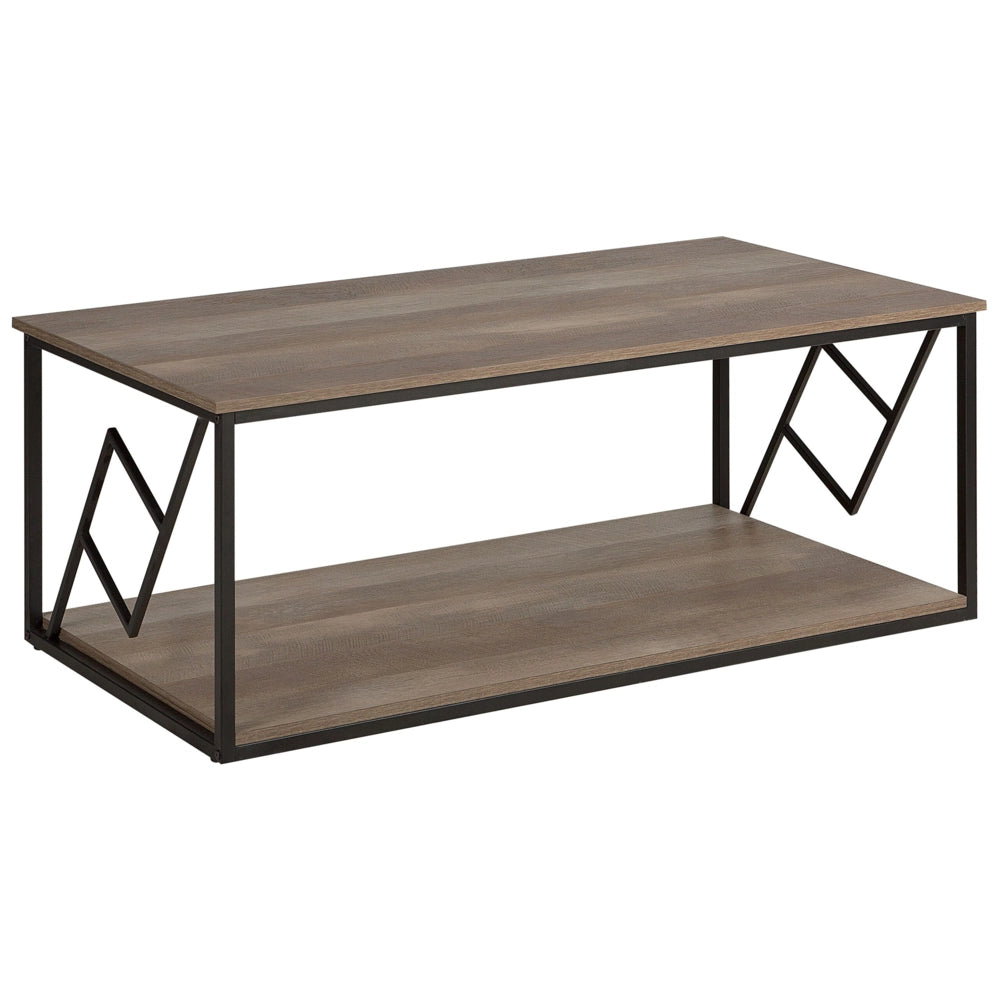 Tavolino Piano in Legno Scuro Struttura in Metallo Nero 120 x 60 cm Rettangolare Moderno Soggiorno Industriale