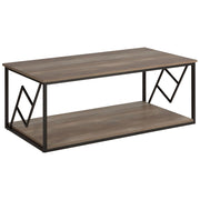 Tavolino Piano in Legno Scuro Struttura in Metallo Nero 120 x 60 cm Rettangolare Moderno Soggiorno Industriale