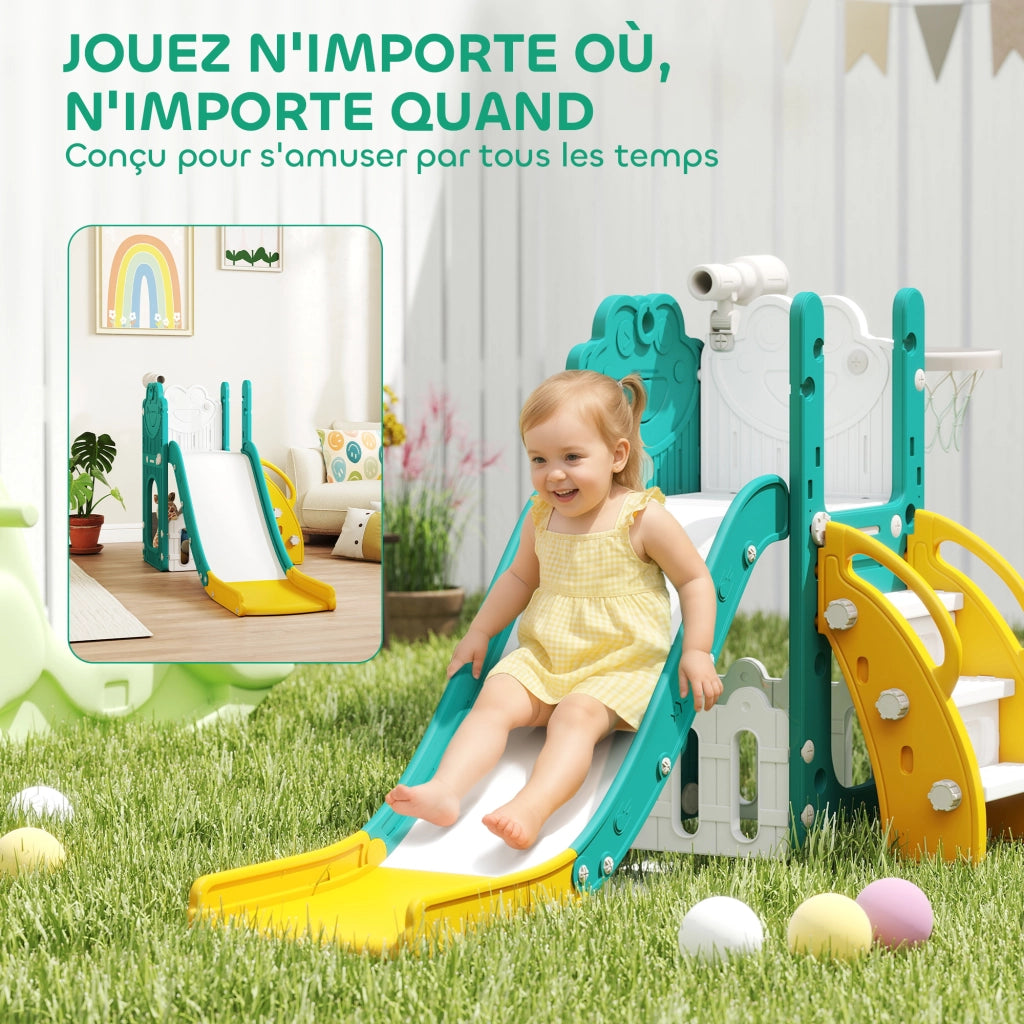 Toboggan 5 in 1 per bambini con canestro ¨C zephmum ¨C 178x70x86cm giallo