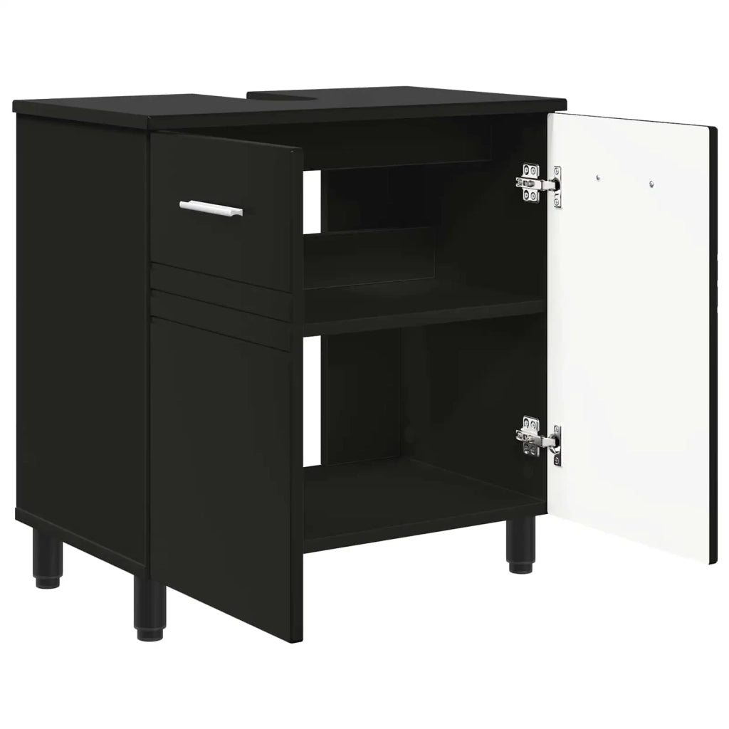 Mobiletto da bagno Nero 60 x 35 x 60 cm Legno ingegnerizzato