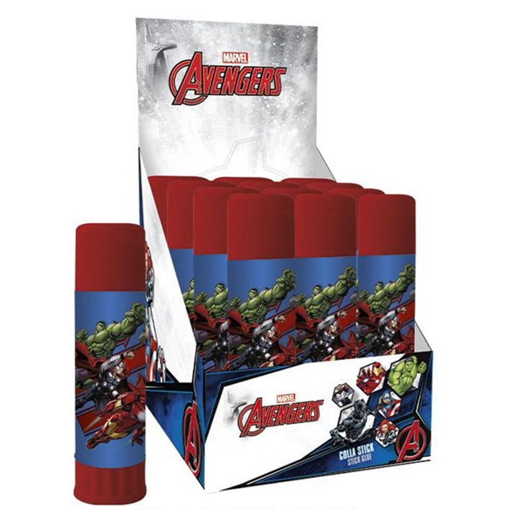 Trade Shop - Set 12 Pz Colla Stick Da 25gr Grafica Avengers Per Scuola Regali Feste Bambini 964564 -