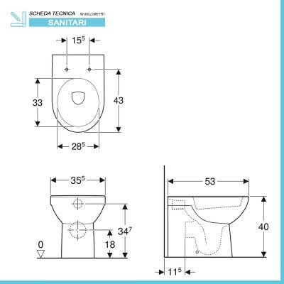 Sanitari filomuro Geberit con scarico universale e copriwc  Selnova