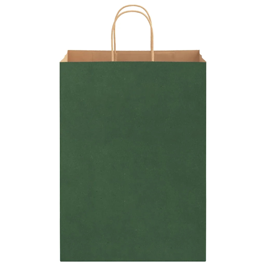 vidaXL Sacchetti di Carta 250 pz con Manici Verdi 32x17x44 cm