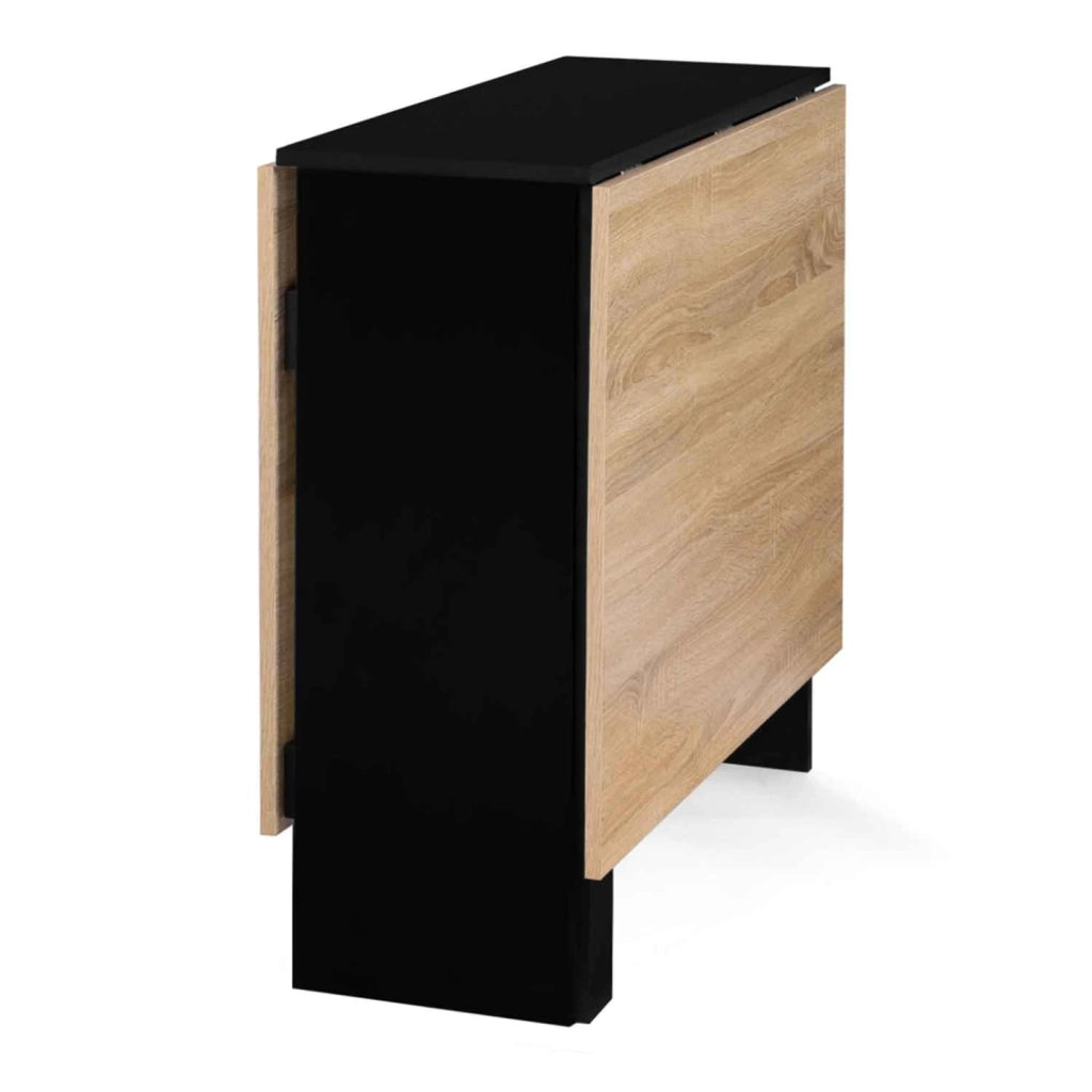 IDMarket - EDI Consolle pieghevole per 2-6 persone con contenitore in legno nero e piano in faggio 150 x 80 cm