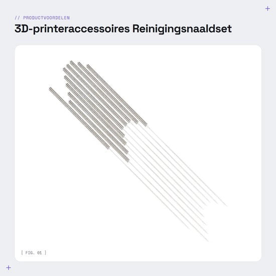 Set di aghi per pulizia 10 pezzi - Acciaio inossidabile - Aghi flessibili 0,4 mm - Pulizia del foro di connessione - Pacco sicuro in tubo di plastica - Strumento per stampante 3D