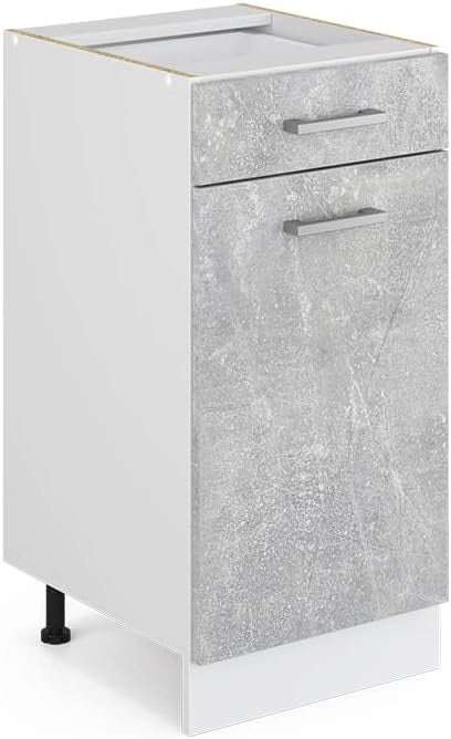 Mobiletto base per cucina R-Line, Calcestruzzo, 40 cm senza piano di lavoro, per la libera combinazione all'interno di sistemi cucina modulari