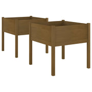 2 pz Fioriere | Cassetta per fiori | Vaso Ambra 70x70x70 cm in Legno Massello di Pino