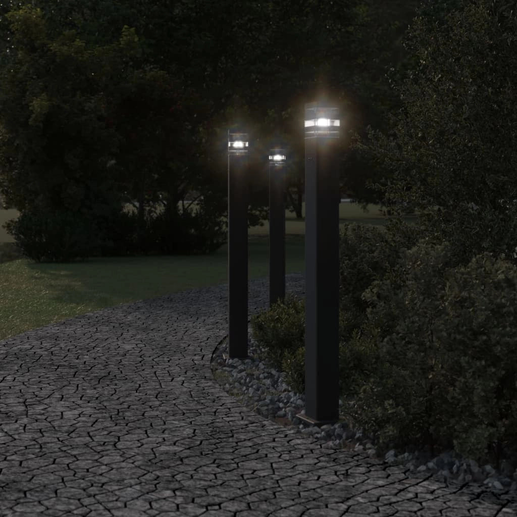 Lampade da terra per esterni con presa 3 pezzi 110 cm alluminio nero 02_0042569
