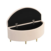 Panca Contenitore con Seduta Imbottita Confortevole; Design Europeo Elegante; Gambe in Metallo in Velluto Beige