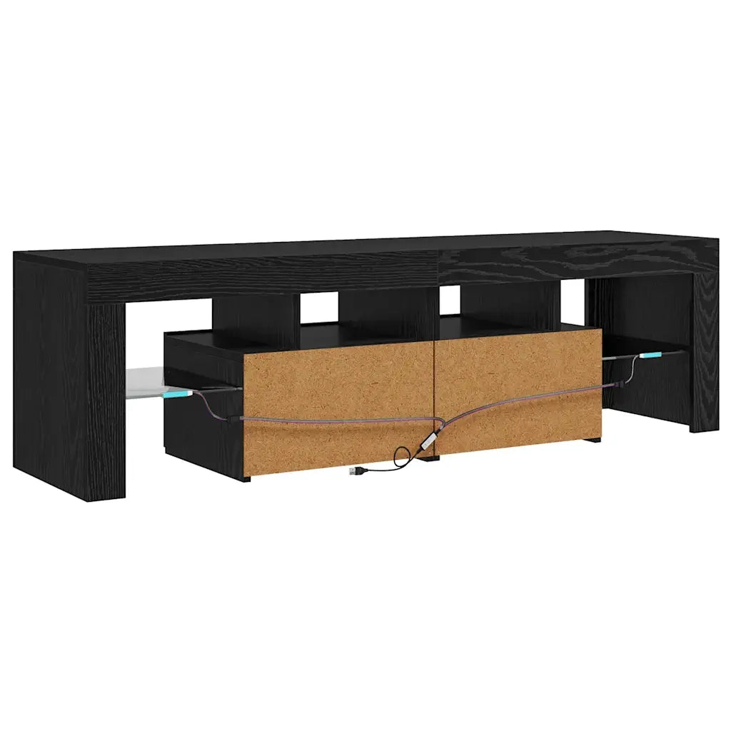 Mobile Porta TV con LED Rovere Nero 140x36,5x40 cm Truciolato 862030