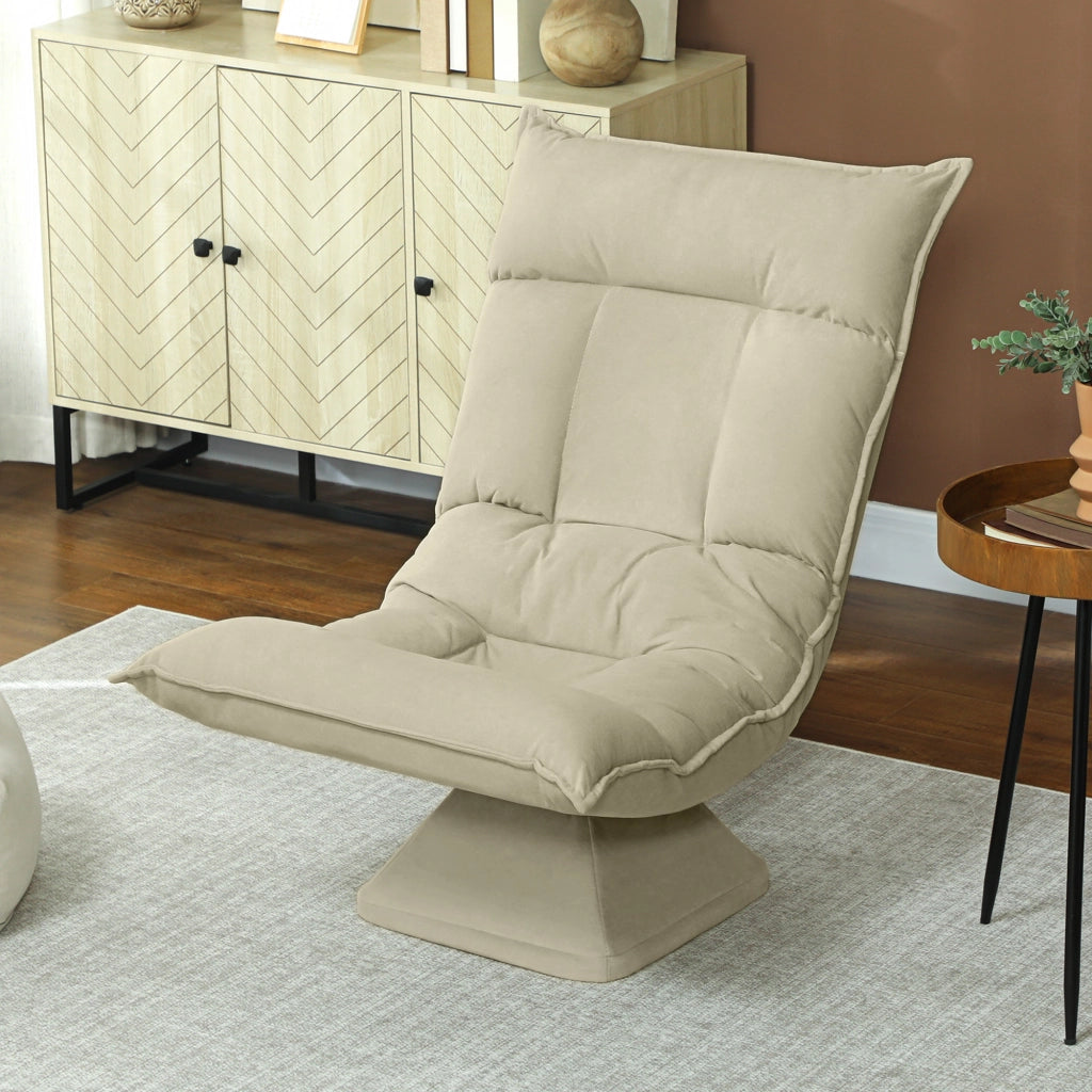 Poltrona girevole reclinabile ¨C zephmum ¨C velluto beige 70x62x95