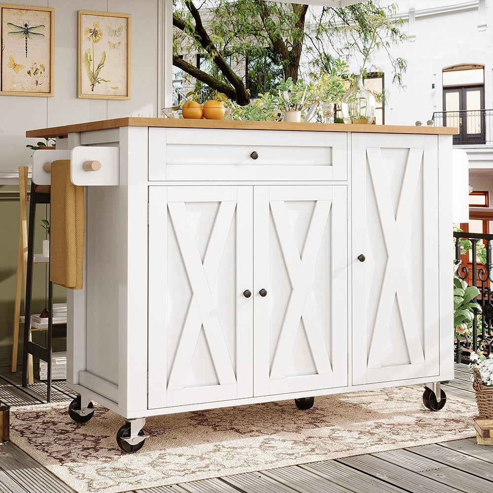 Isola cucina scorrevole - Xylo - 99x70x90cm 3 ante 1 cassetto
