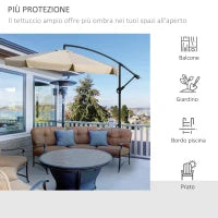 Ombrellone da Giardino Ø2.7x2.7m a Braccio con Tettuccio Regolabile, Marrone Chiaro