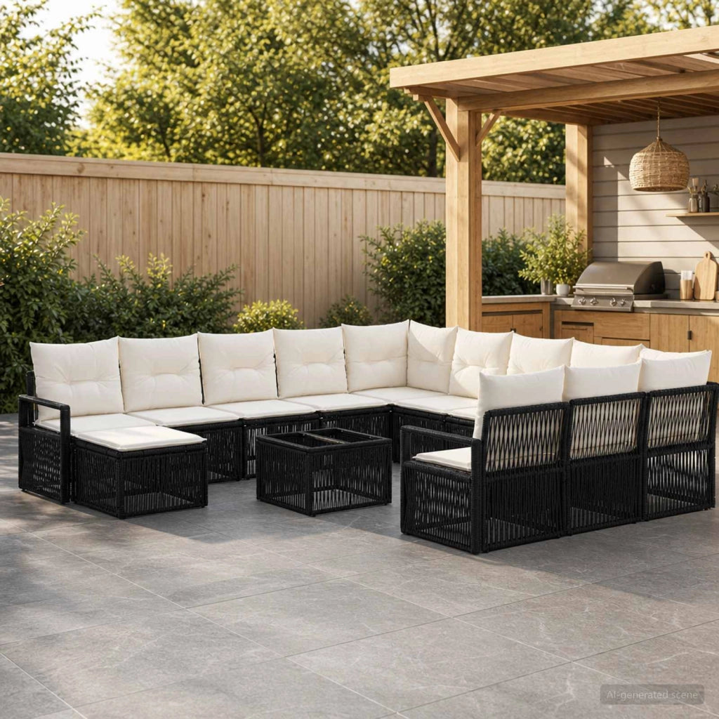 Set Divano da Giardino 13 pz Nero polyrattan 3435919