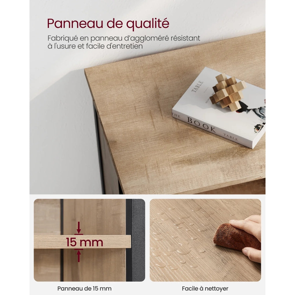 Mobile da cucina a 2 ante 60 x 35 x 125 cm struttura in acciaio credenza alta marrone 12_0004528