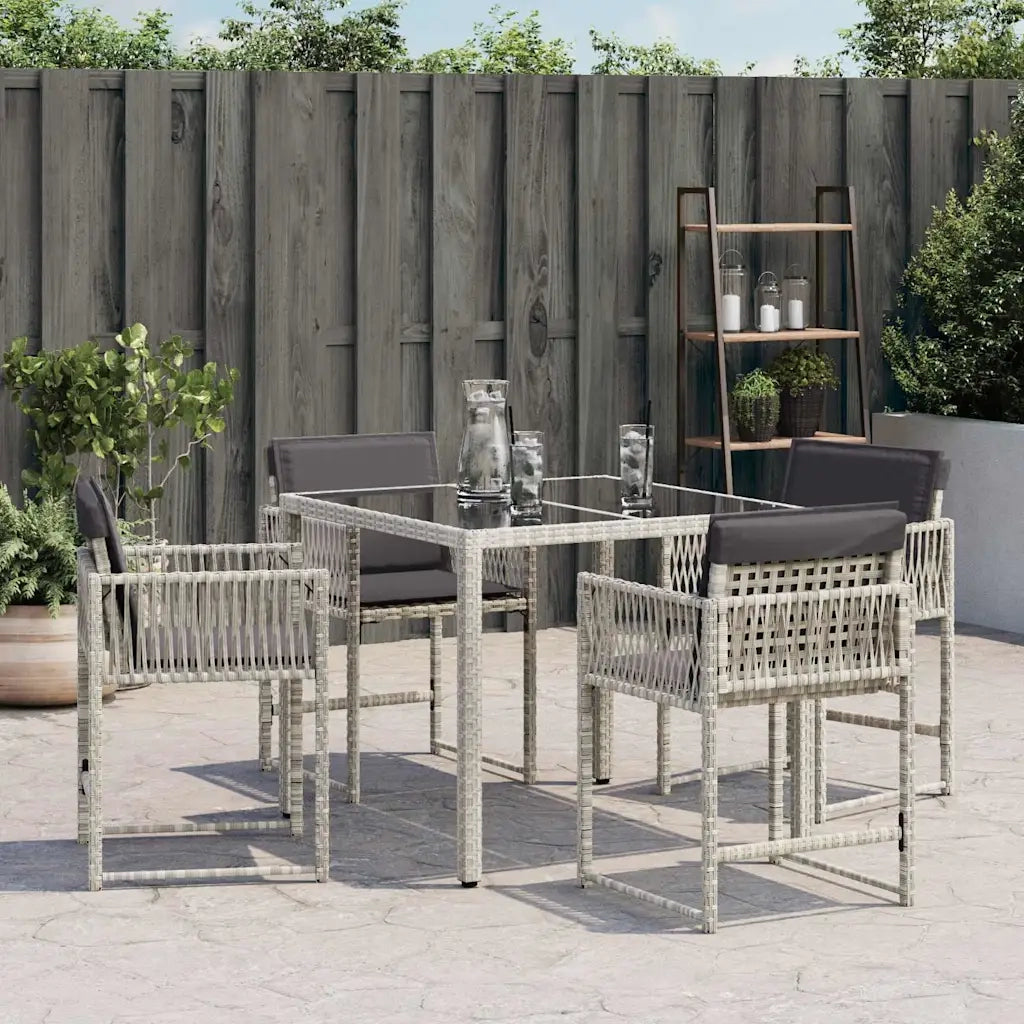 Sedie da Giardino con Cuscini 4 pz | Sedie da Esterno Grigio Chiaro in Polyrattan