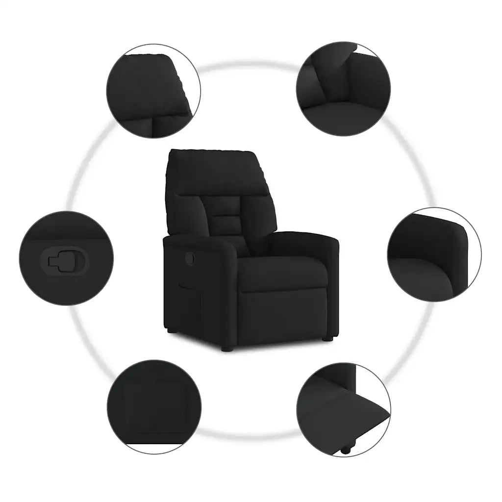Divano Sedia-Poltrona Reclinabile in Tessuto Nero 567975