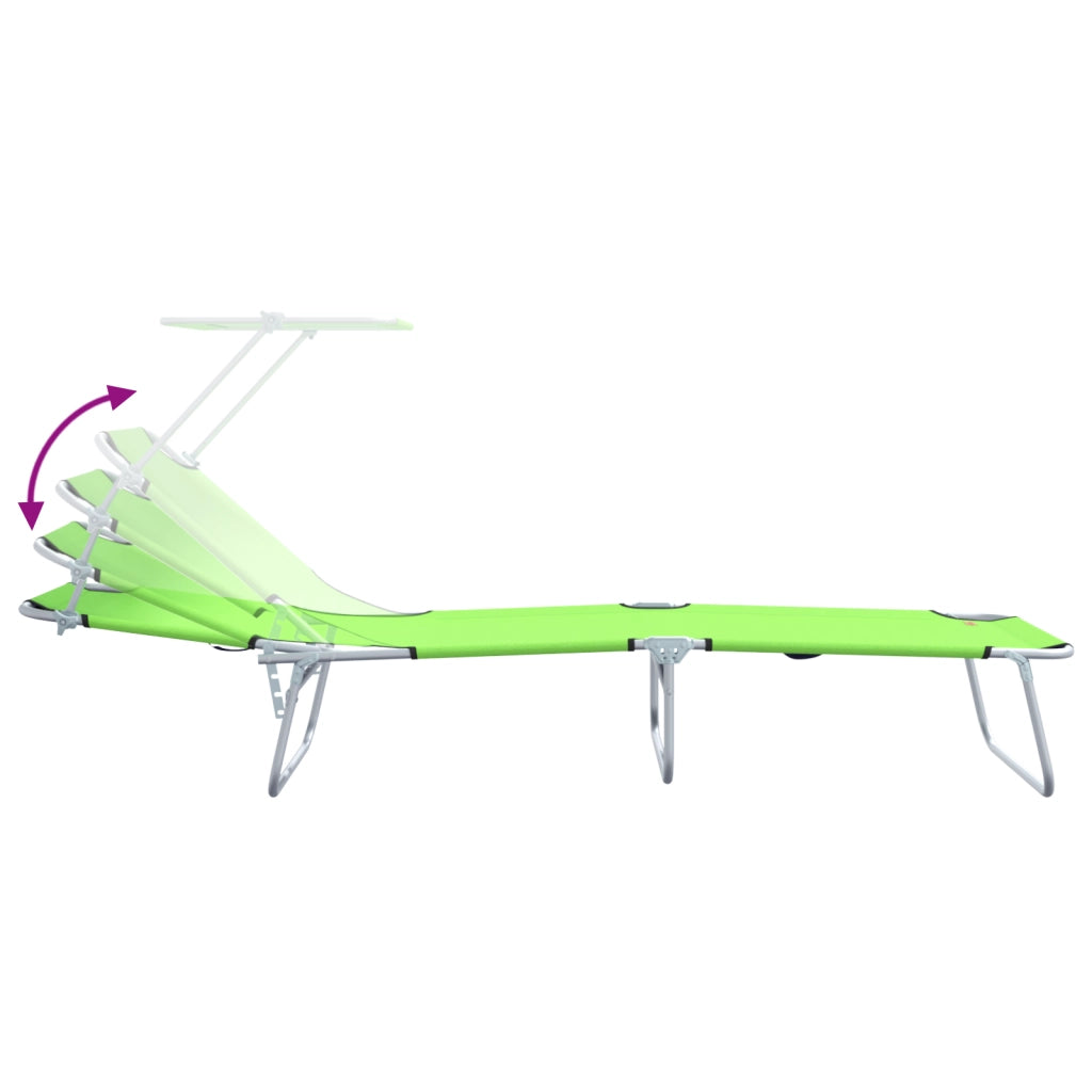 Lettini Pieghevoli 2 pcs con Tettuccio Verde Tessuto Oxford 600D