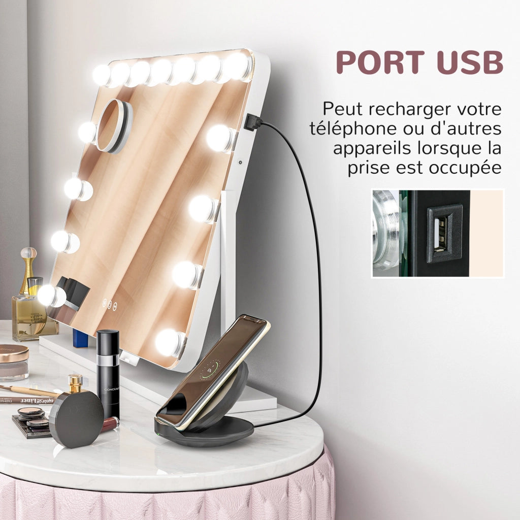 Specchio da trucco LED con ingrandimento ¨C zephmum ¨C 63x50 cm