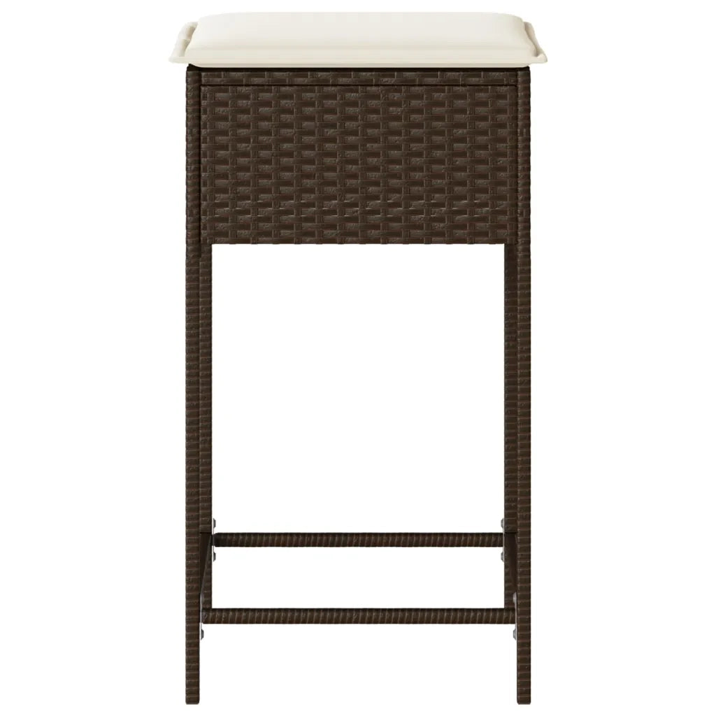 Sgabelli da Bar con Cuscini 2 pz Marroni in Polyrattan CFW6215272