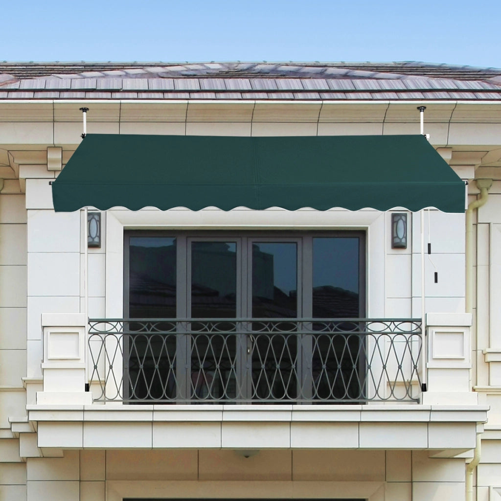 Tenda da sole telescopica e retrattile, Tenda parasole resistente ai raggi UV impermeabile 300 x 120 cm Verde-Tende parasole
