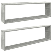 2 pz Mensole Parete | Mensola sospesa Cubo Grigio Cemento 100x15x30 cm Multistrato