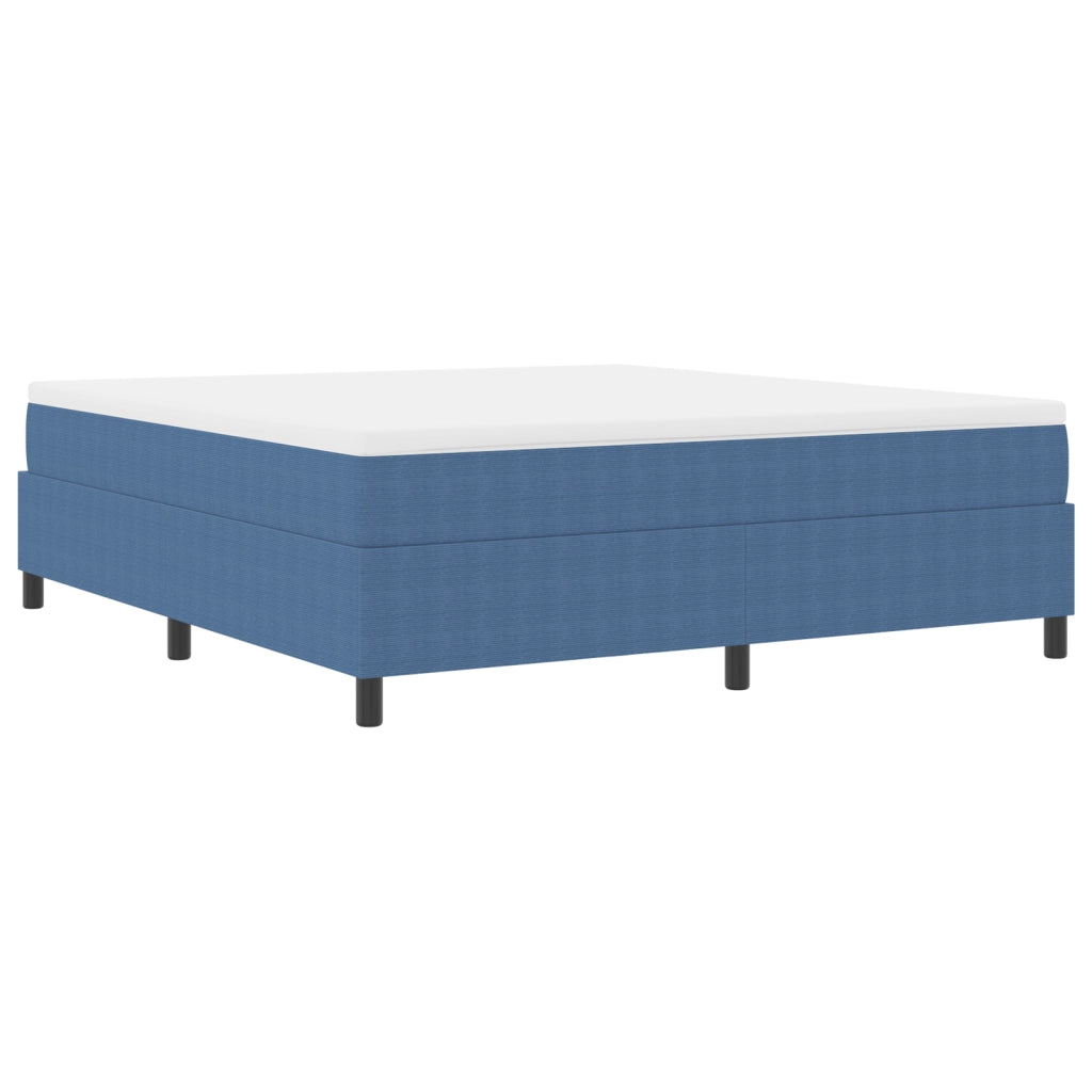 Letto Box Spring Blu Super King Tessuto Corduroy