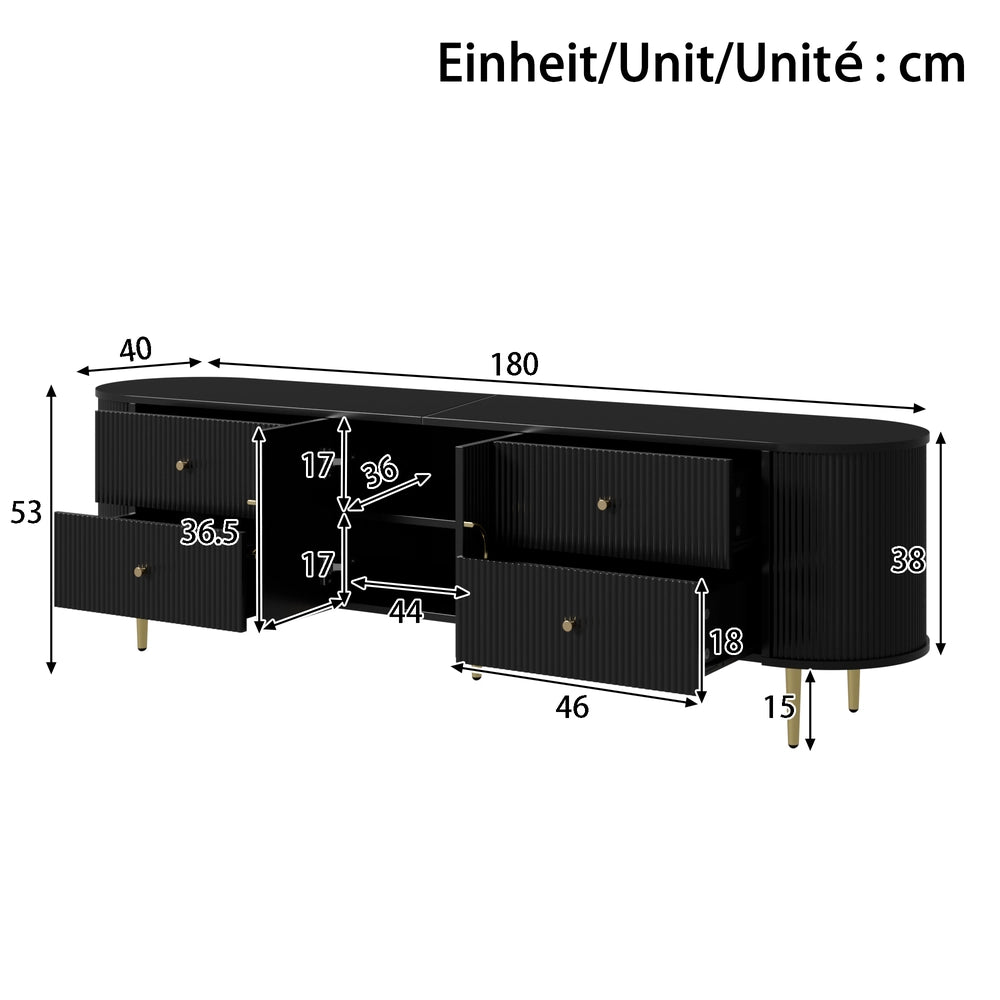 Mobile TV Lowboard ¨C MINIMAL ¨C MDF, Maniglie in Alluminio, Gambe in Ferro, Soggiorno