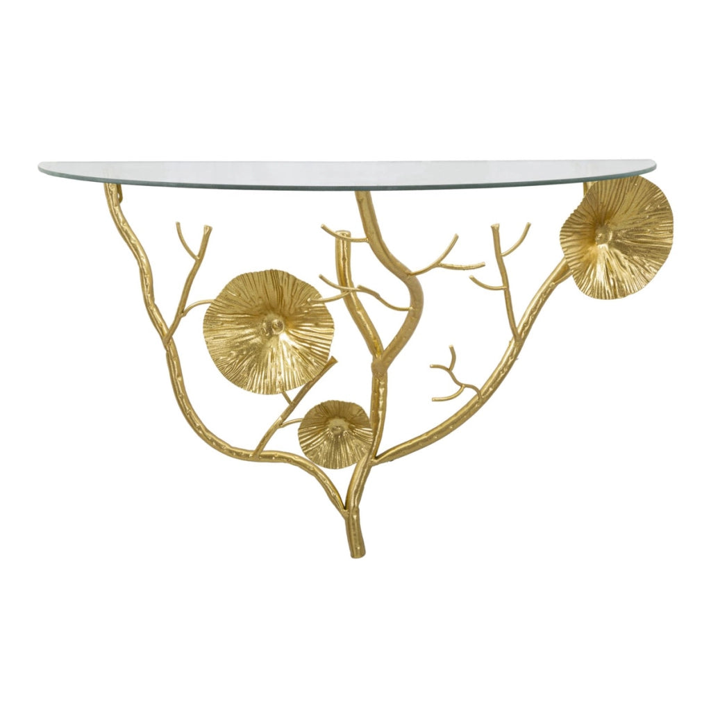 Mensola Foglia 58, Oro, Metallo, 60x30x40 cm