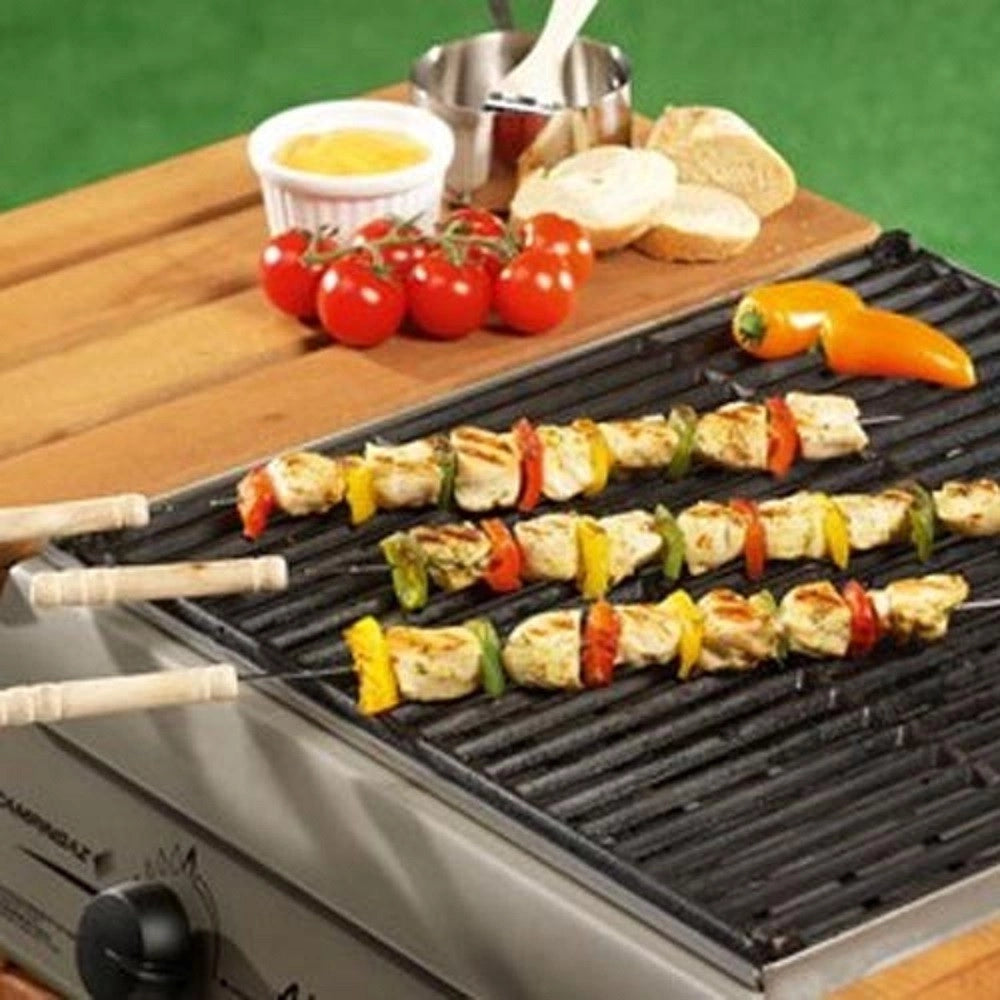 Trade Shop - Set 8 Pezzi Spiedini Per Barbecue Con Manico In Legno 38 Cm Bbq Collection -