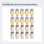 Fitting pneumatico 20 pezzi - Acciaio inox/ rame - PC4-M6/PC4-M10 - Accessori per stampante 3D - Per filamento 1,75 mm - Inclusa con connessione rapida