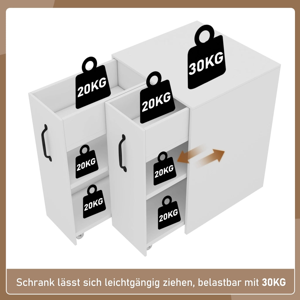 Mobile contenitore con ruote bianco 52 x 50 x 75 cm