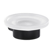 PORTASAPONE DA PARETE IN OTTONE NERO OPACO E VETRO MODELLO PIRENEI - DIM. CM (LXPXH): 10,8×11,1×4,2  - NERO OPACO  - GDY