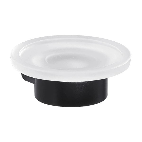 PORTASAPONE DA PARETE IN OTTONE NERO OPACO E VETRO MODELLO PIRENEI - DIM. CM (LXPXH): 10,8×11,1×4,2  - NERO OPACO  - GDY