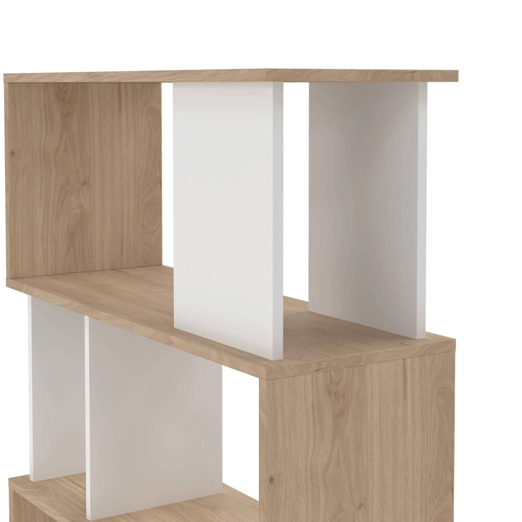 Libreria Arg, Scaffale da ufficio, Mobile portalibri, Biblioteca, 80x30 h174 cm, Rovere e Bianco