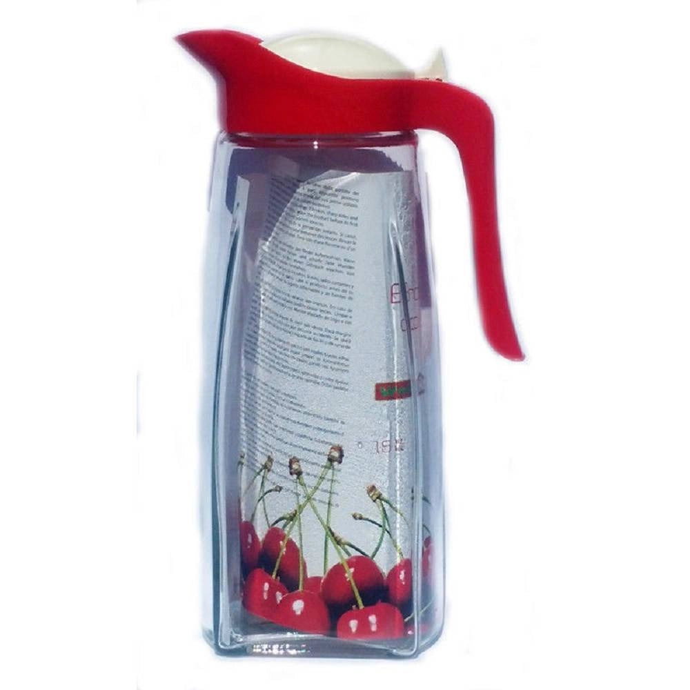 Trade Shop - Brocca Caraffa In Vetro Con Coperchio Colorato Bibite Bevande Frigo 1,5 Lt -